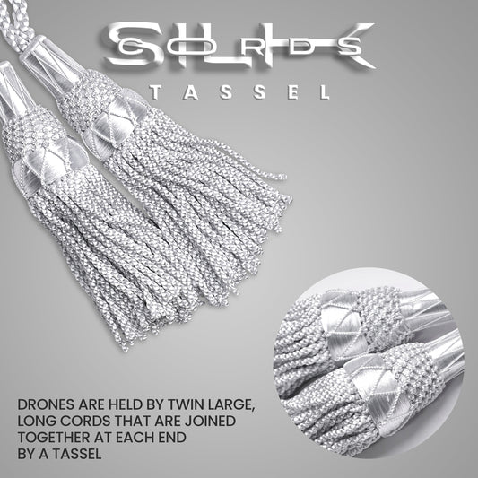Highland Redstone Bagpipe Silk Cord | Silver
