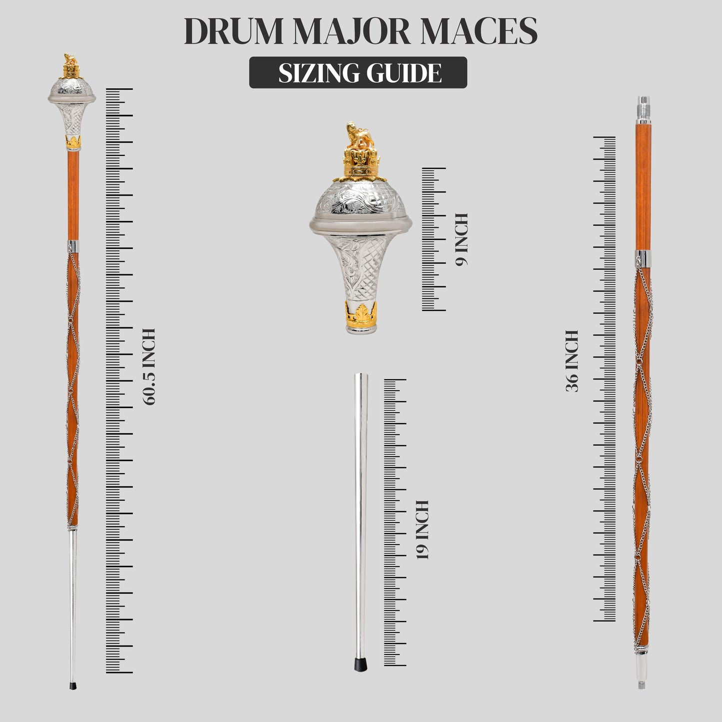 American Maces, Drum Major Maces (Embossed Head)