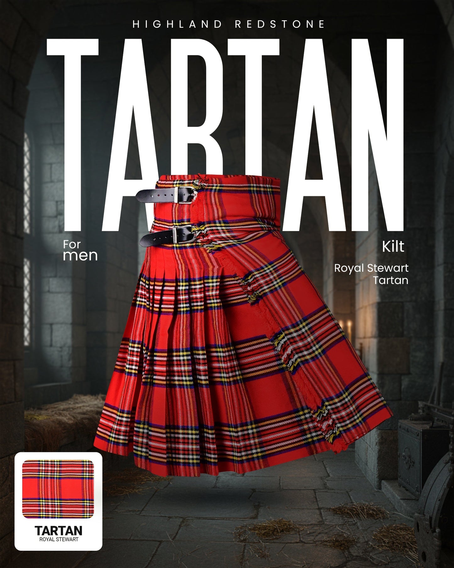 Acrylic Kilt | 16oz  Royal Stewart Tartan Kilt | Big & Tall