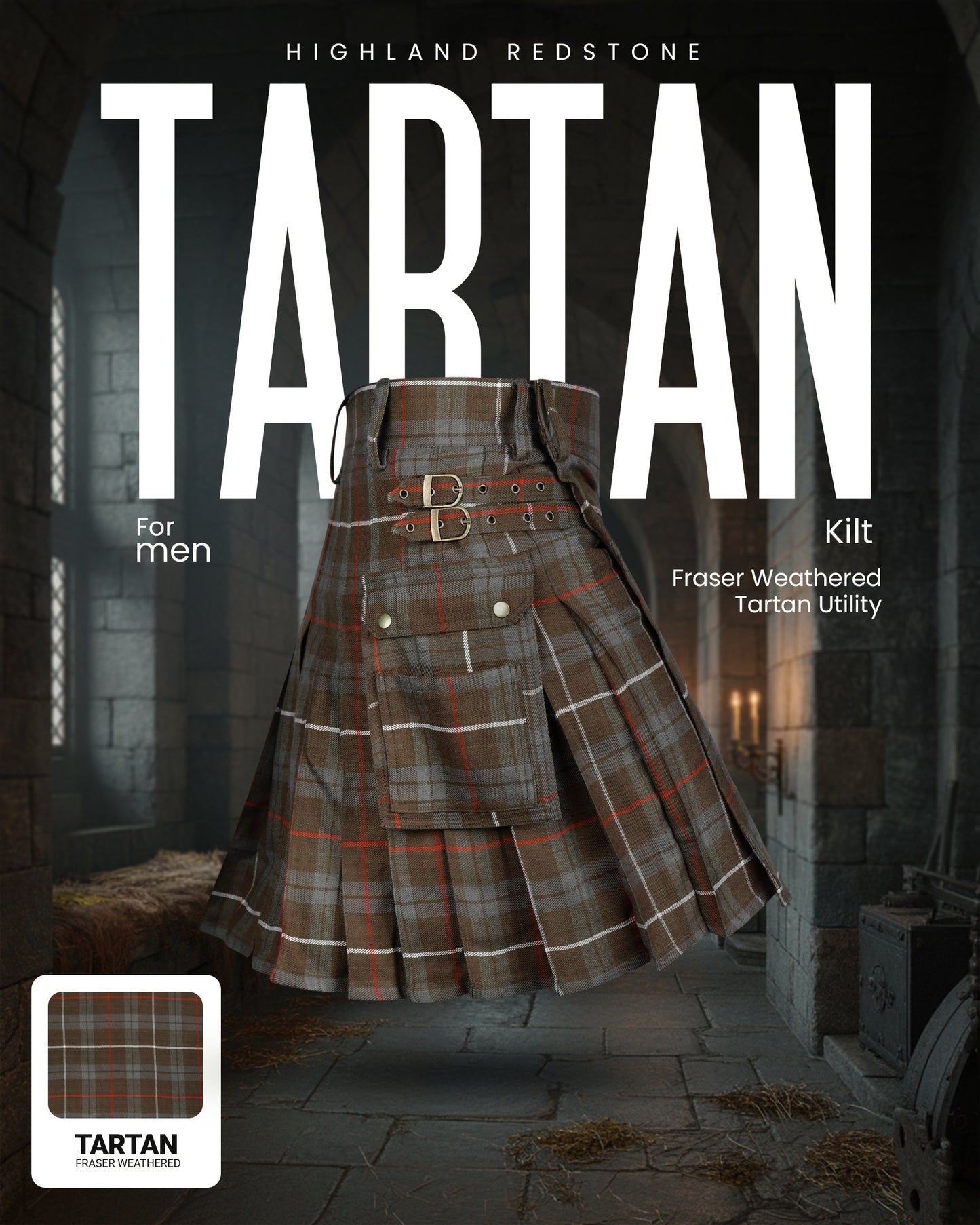 Valor Acrylic Utility Kilt | 16oz Fraser Weathered Tartan KIlt