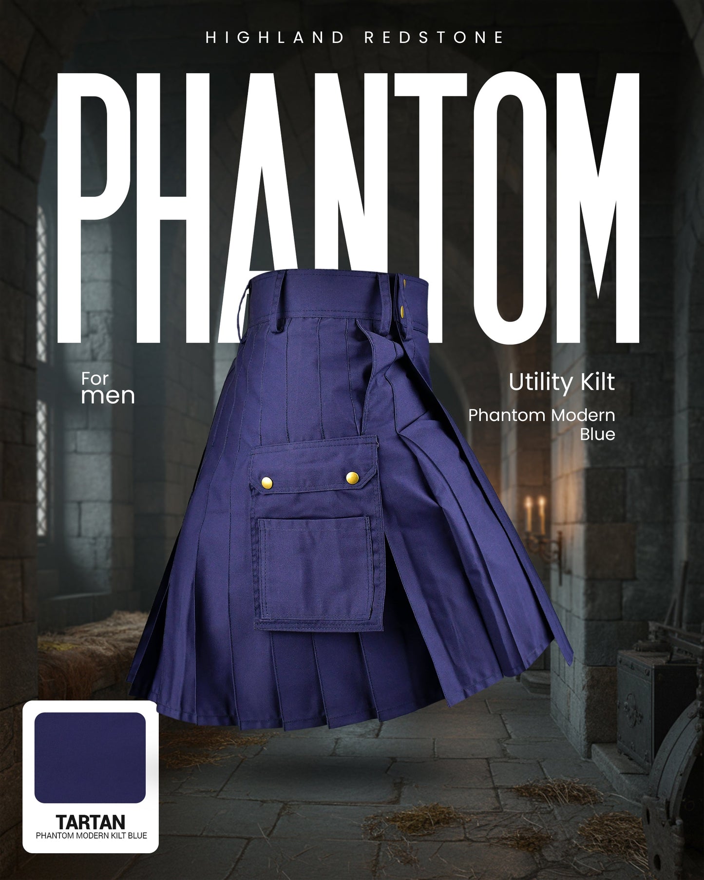 Phantom Modern Utility Kilt | Blue