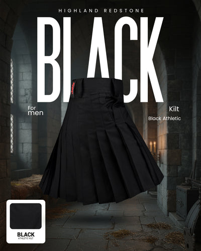 CoreStone Athletic Kilt - Black | Sports kilt For Men