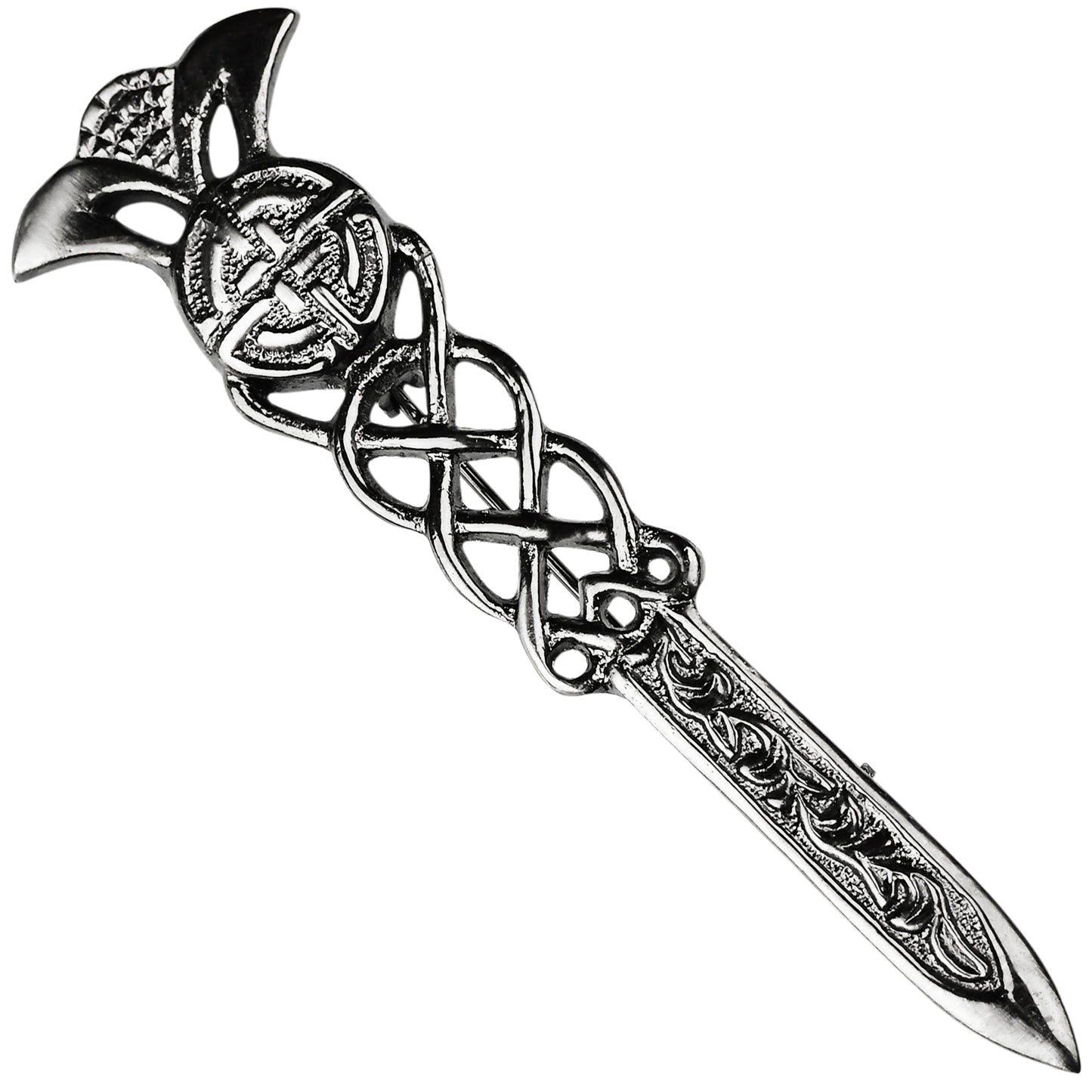 Scottish Kilt Pin for men | Gaelic Pewter Chrome