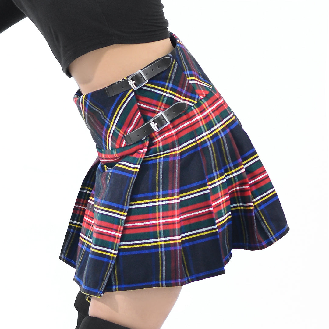 Women's Tartan Billie Skirt | Black Stewart