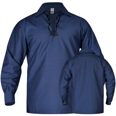Highland Blue Kilt Shirt, made from high-quality fabric, ideal for formal and casual Scottish attire.