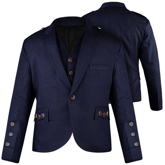 Navy Blue Crail Jacket & Vest  -  Italian Tweed Wool | Scottish Formalwear