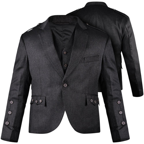 Charcoal Crail Jacket & Vest  -  Italian Tweed Wool | Scottish Formalwear