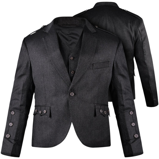 Charcoal Crail Jacket & Vest  -  Italian Tweed Wool | Scottish Formalwear