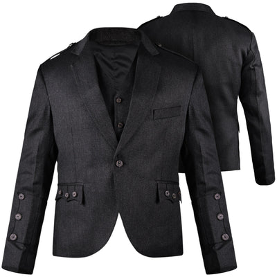 Black Crail Jacket & Vest  -  Italian Tweed Wool | Scottish Formalwear