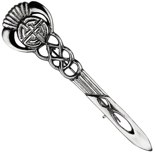 Scottish Kilt Pin for men | Celtic Thistle Pewter Chrome