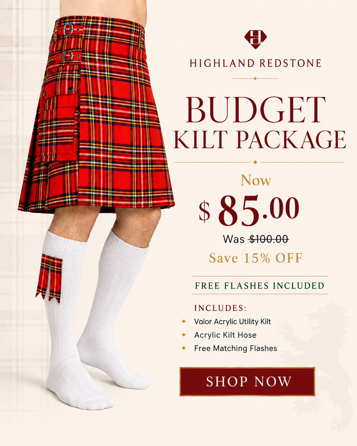 Valor Acrylic Kilt Bundle Lite | Royal Stewart
