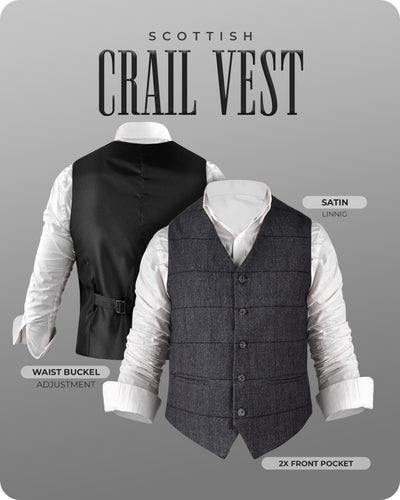 Charcoal Grey Crail Jacket & Vest  -  Italian Tweed Wool | Scottish Formalwear