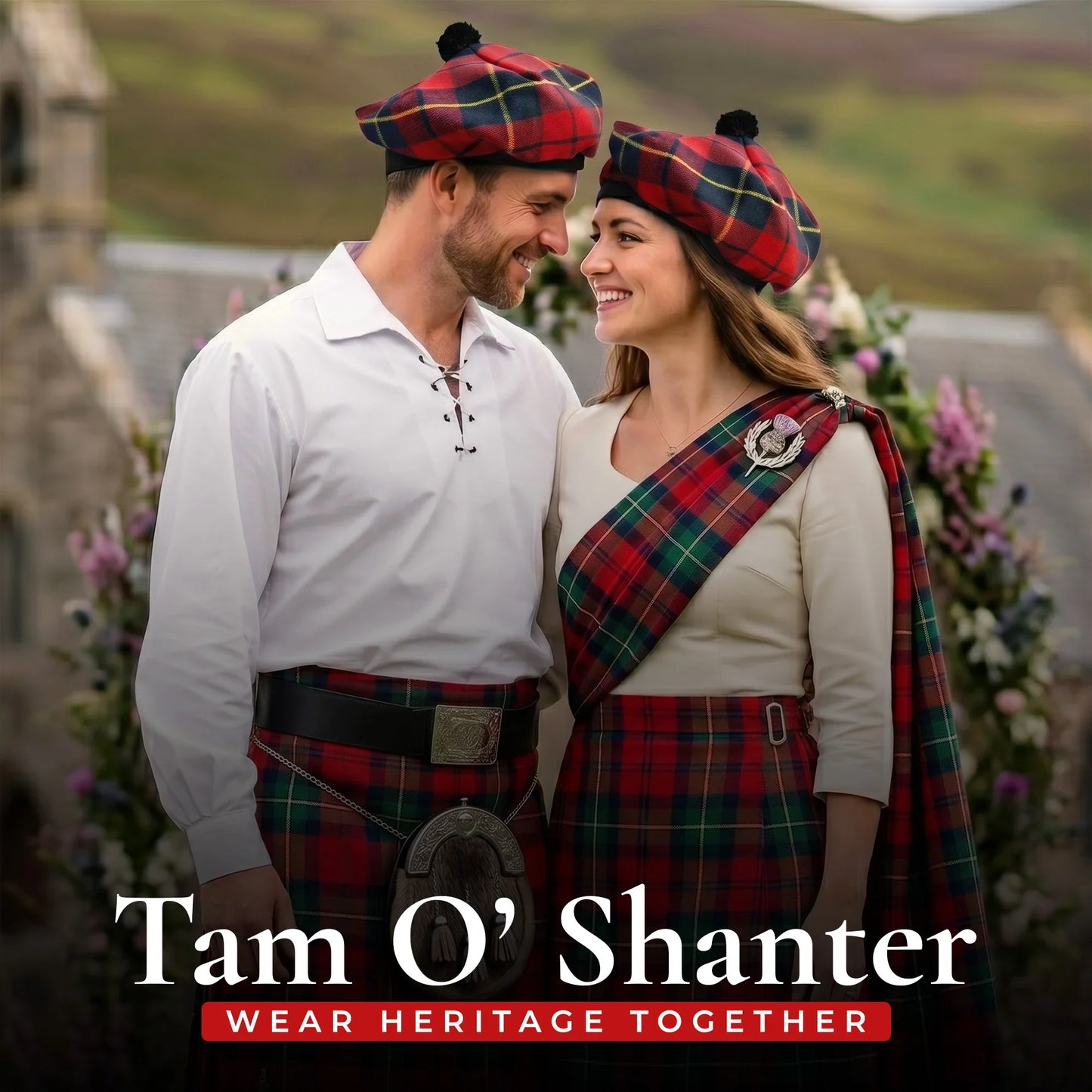 Tam O'Shanter Hat with Pompom | Wallace Tartan