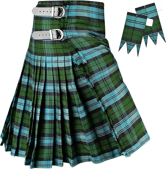 Kilt for Men I Ancient Campbell Tartan Kilt Polyviscose 8 Yard Traditional Men Kilt | Big & Tall
