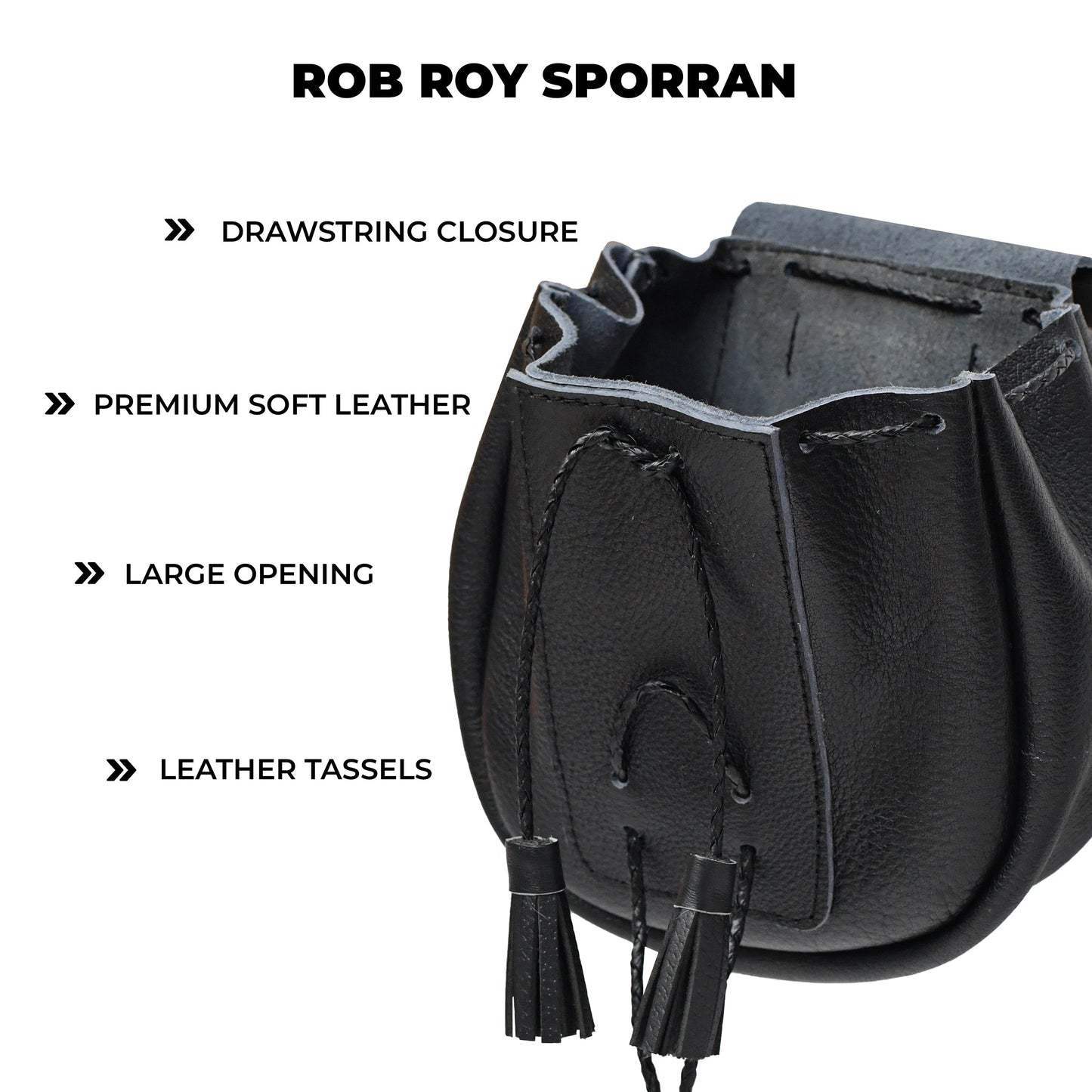 Rob Roy Leather Sporran | Black