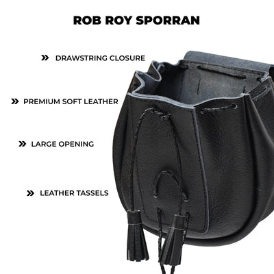 Rob Roy Leather Sporran | Black