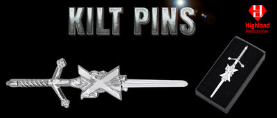 Chrome Saint Andrew kilt pin with Saint Andrew's Cross design