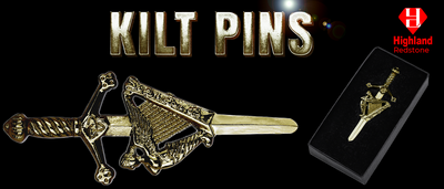 Antique Kilt Pin with a detailed Irish Harp design, perfect for adding elegance to your kilt outfit.