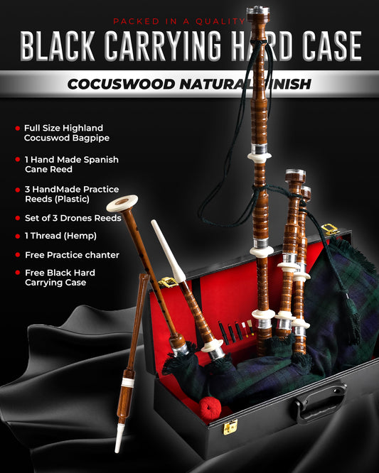 Full Size Rosewood Bagpipe with Box | Black Watch