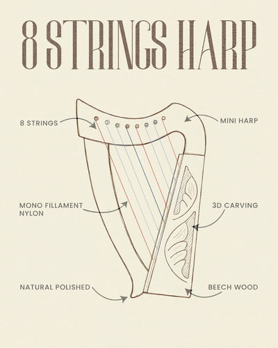 Mini Celtic Harp 8 String | Portable Celtic Instrument for Beginners & Professionals