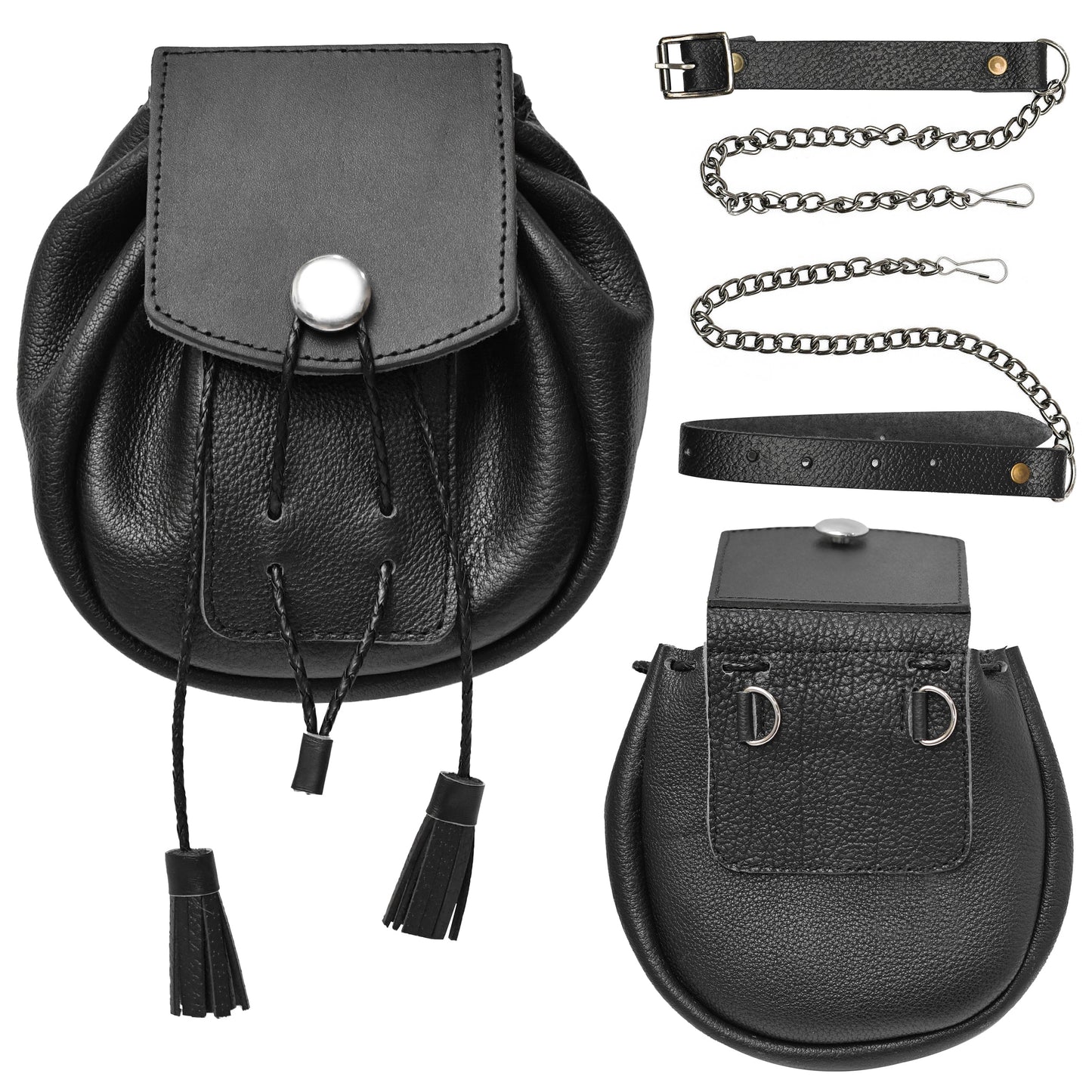 Rob Roy Leather Sporran | Black