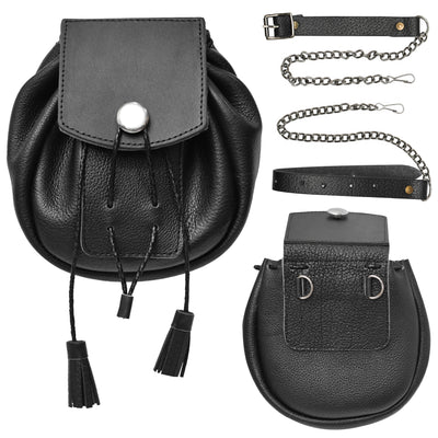 Rob Roy Leather Sporran | Black