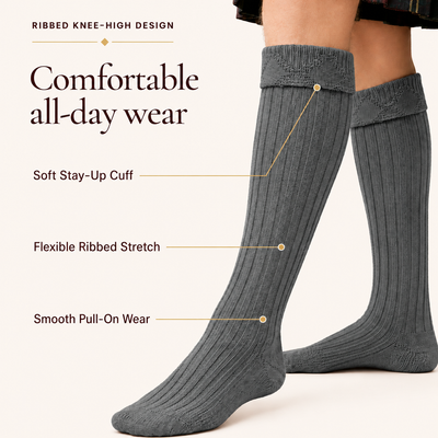 Comfortable Wool Blend Grey Kilt Hose | High-Quality Kilt Socks