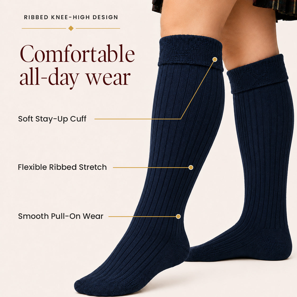 Comfortable Wool Blend Blue Kilt Hose | High-Quality Kilt Socks