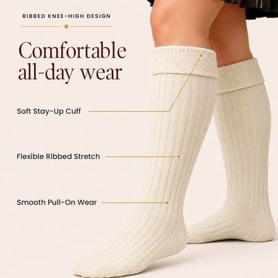 Comfortable Wool Blend Cream Kilt Hose | High-Quality Kilt Socks