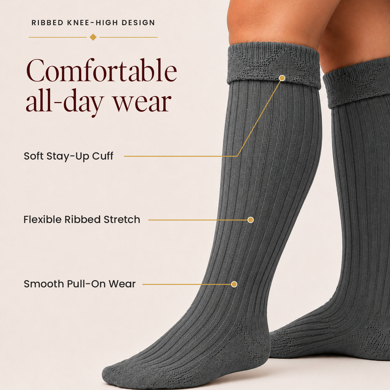 Comfortable Wool Blend Grey Kilt Hose | High-Quality Kilt Socks
