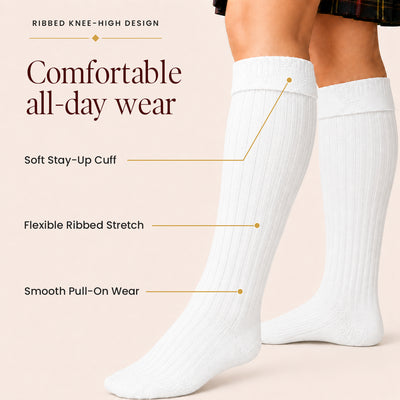 Comfortable Wool Blend White Kilt Hose | High-Quality Kilt Socks