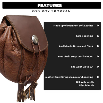 Rob Roy Leather Sporran | Brown