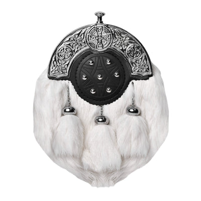 White Rabbit Fur Sporran with Chrome Cantle
