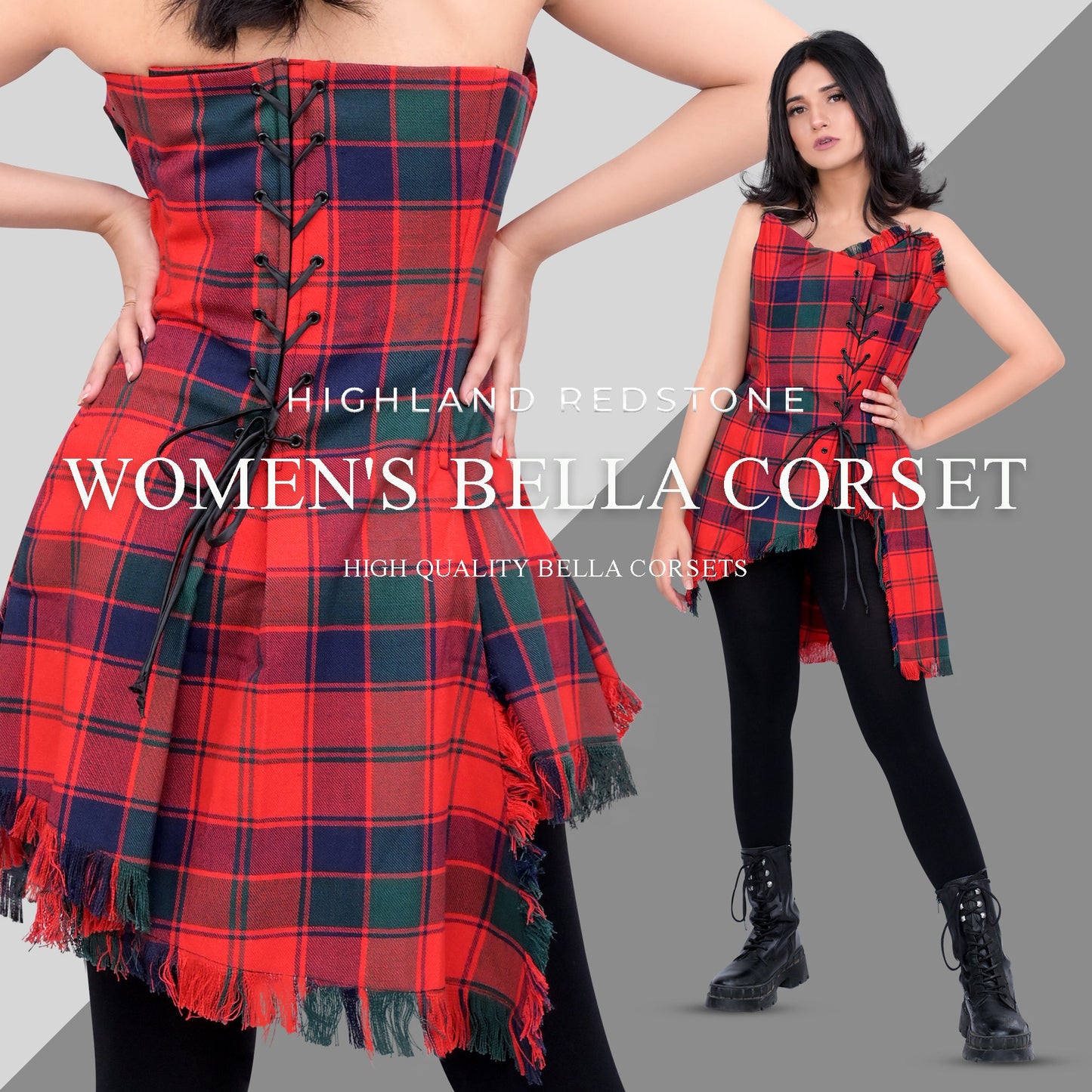 Bella Tartan Corset (Robertson Red)