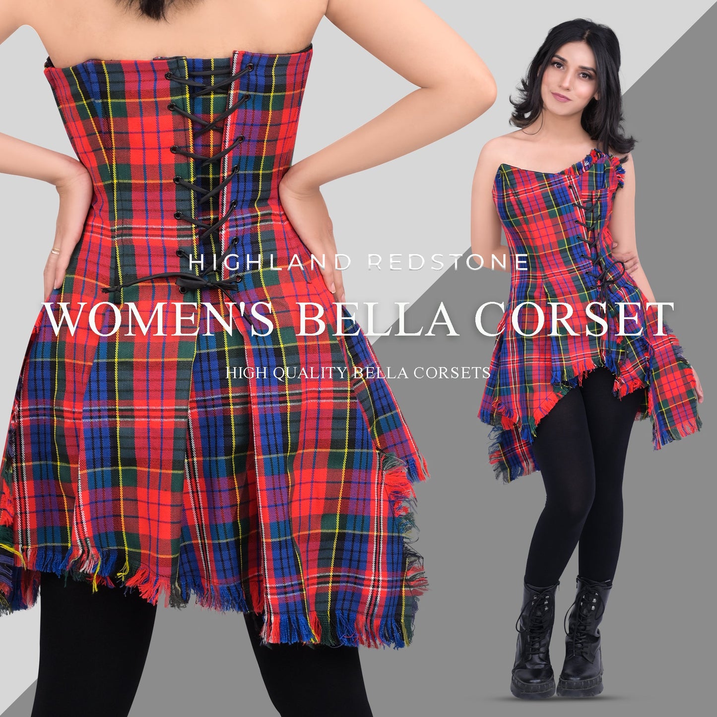 Bella Tartan Corset (Macpherson Red)
