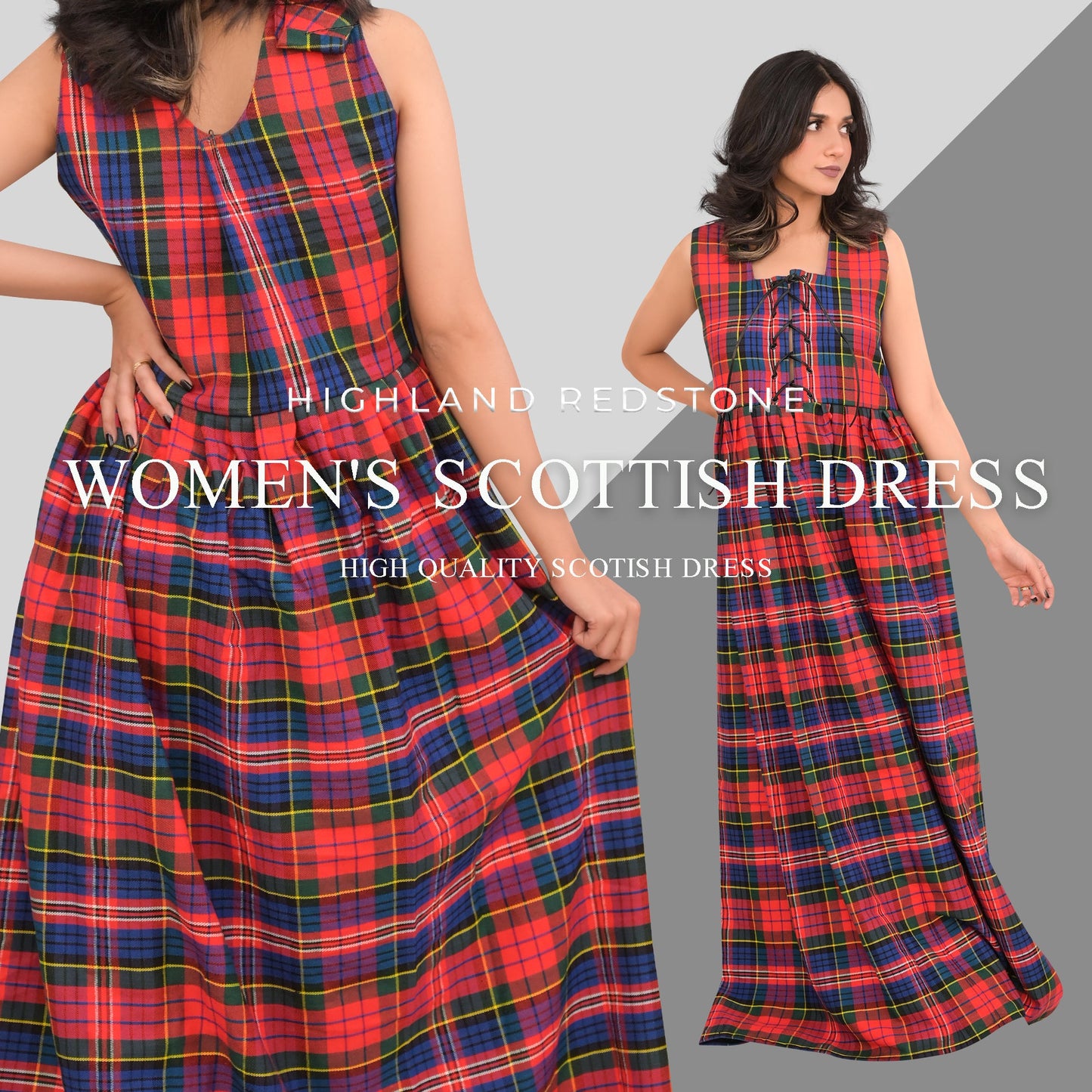 Authentic Scottish Dress in Macpherson Red Tartan