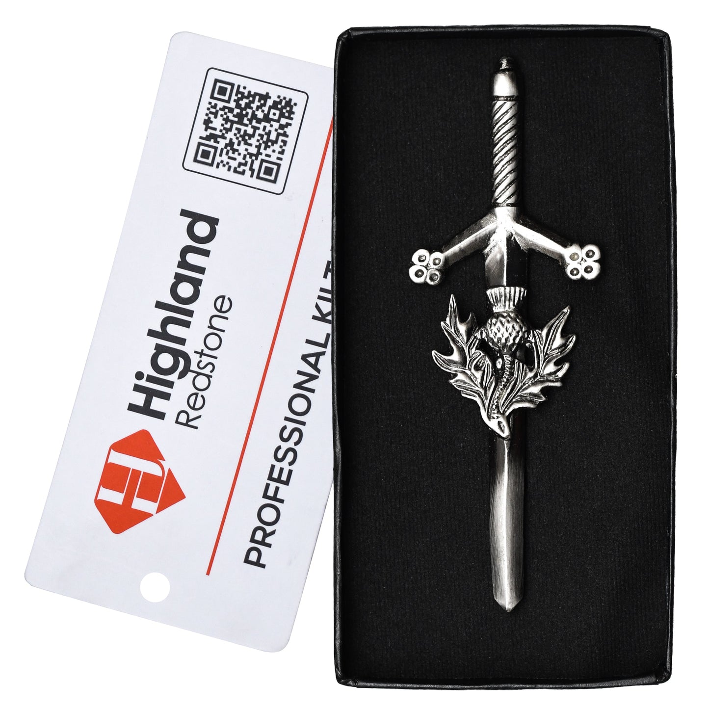 Chrome Thistle kilt pin with elegant thistle design