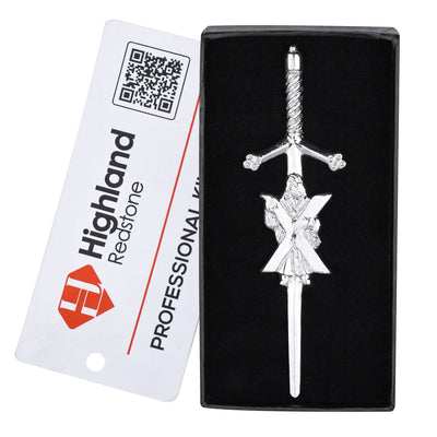 Chrome Saint Andrew kilt pin with Saint Andrew's Cross design