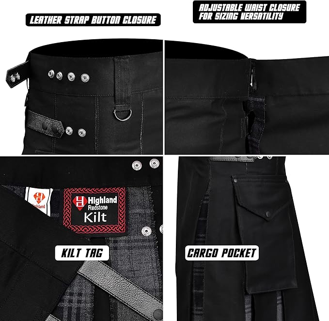 Grey Highlander Hybrid Utility Kilt for Men - Traditional Style with Modern Functionality