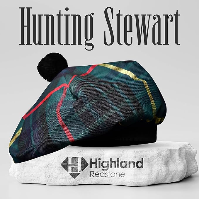 Tam O'Shanter Hat with Pompom | Hunting Stewart Tartan