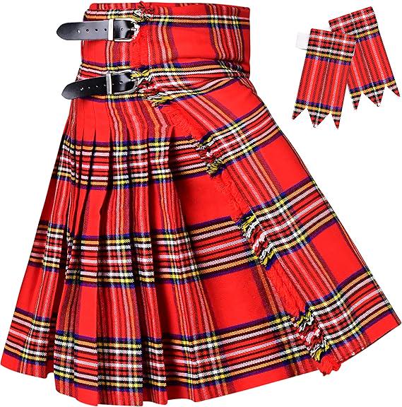 Men's Royal Stewart Tartan Kilt – 16oz Acrylic Wool, 5 Yards Traditional Scottish Kilt