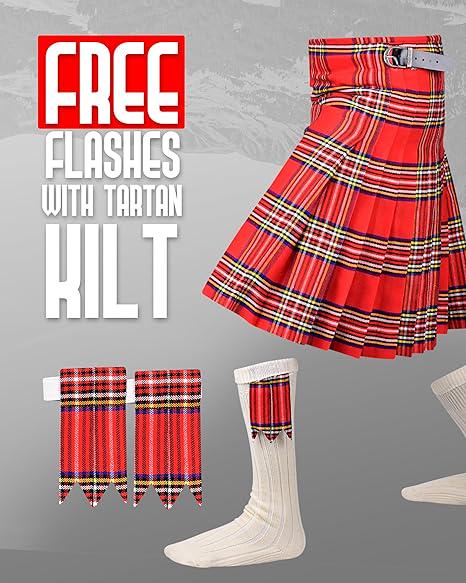 Men's Royal Stewart Tartan Kilt – 16oz Acrylic Wool, 5 Yards Traditional Scottish Kilt