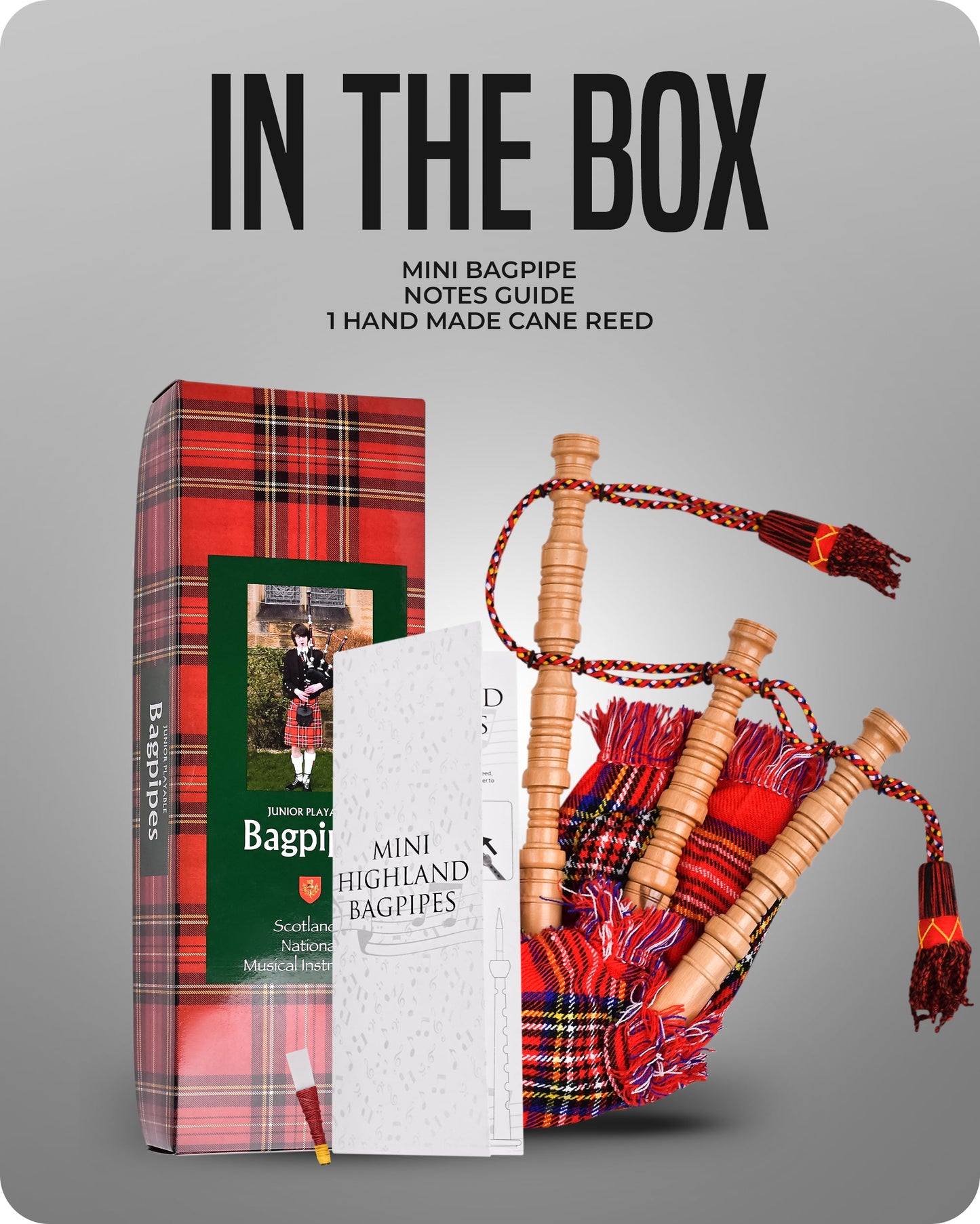 Mini Miniature Bagpipe - Rosewood Bagpipe for Beginners, Playable Gift | Royal Stewart