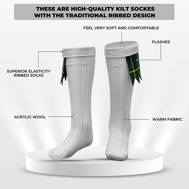 Wool Blend Kilt White Hose for Traditional Scottish Attire