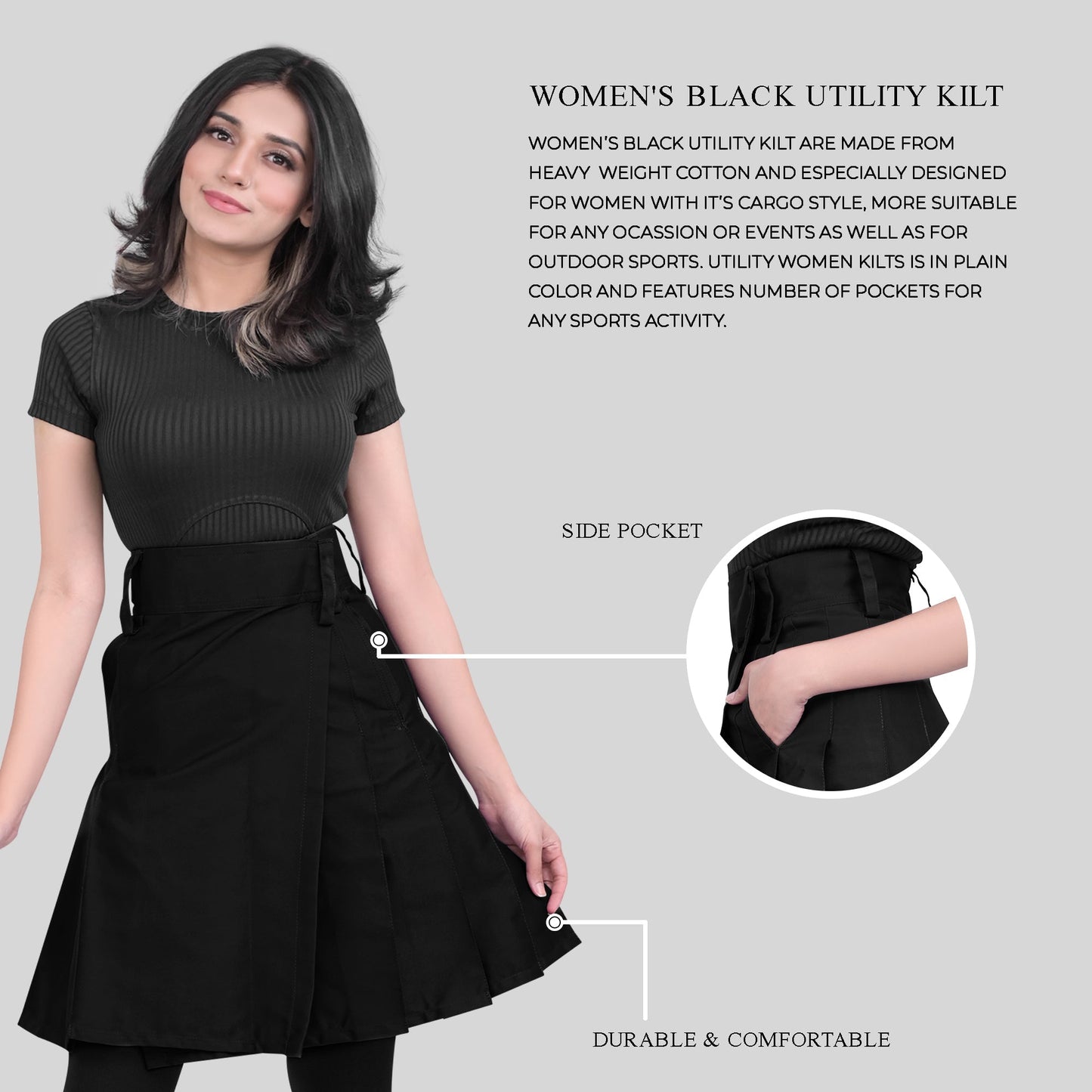 Raven Women Kilt - Black | Big & Tall