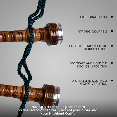 Highland Redstone Bagpipe Silk Cord | Green