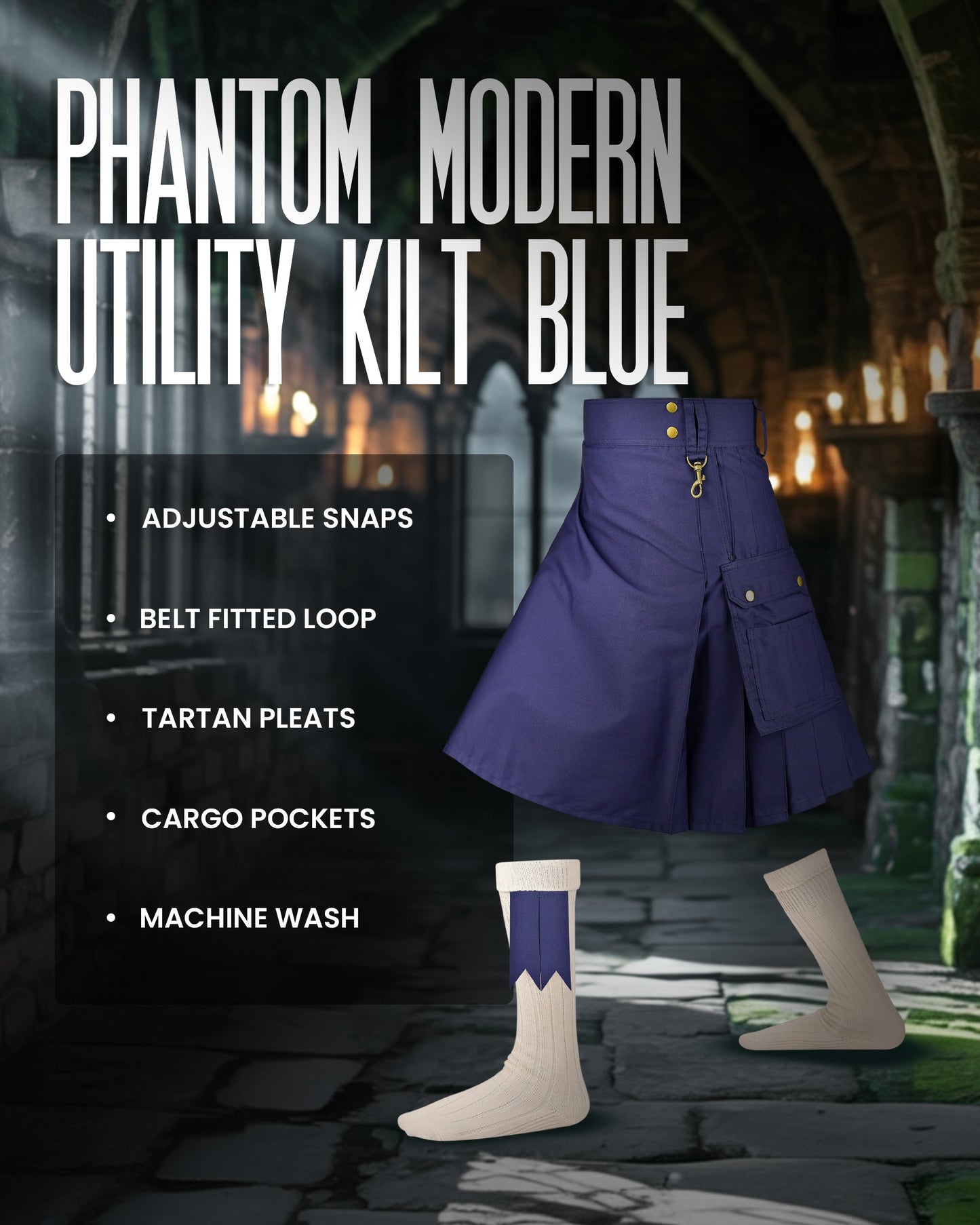 Phantom Modern Utility Kilt | Blue