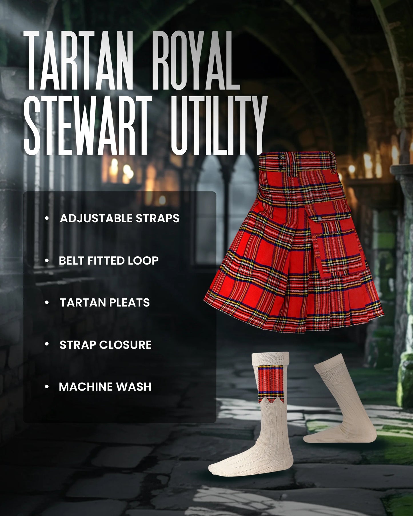 Valor Acrylic Utility Kilt | 16oz Royal Stewart Tartan KIlt