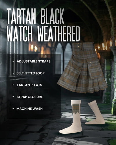 Valor Acrylic Utility Kilt | 16oz Black Watch Weathered Tartan KIlt
