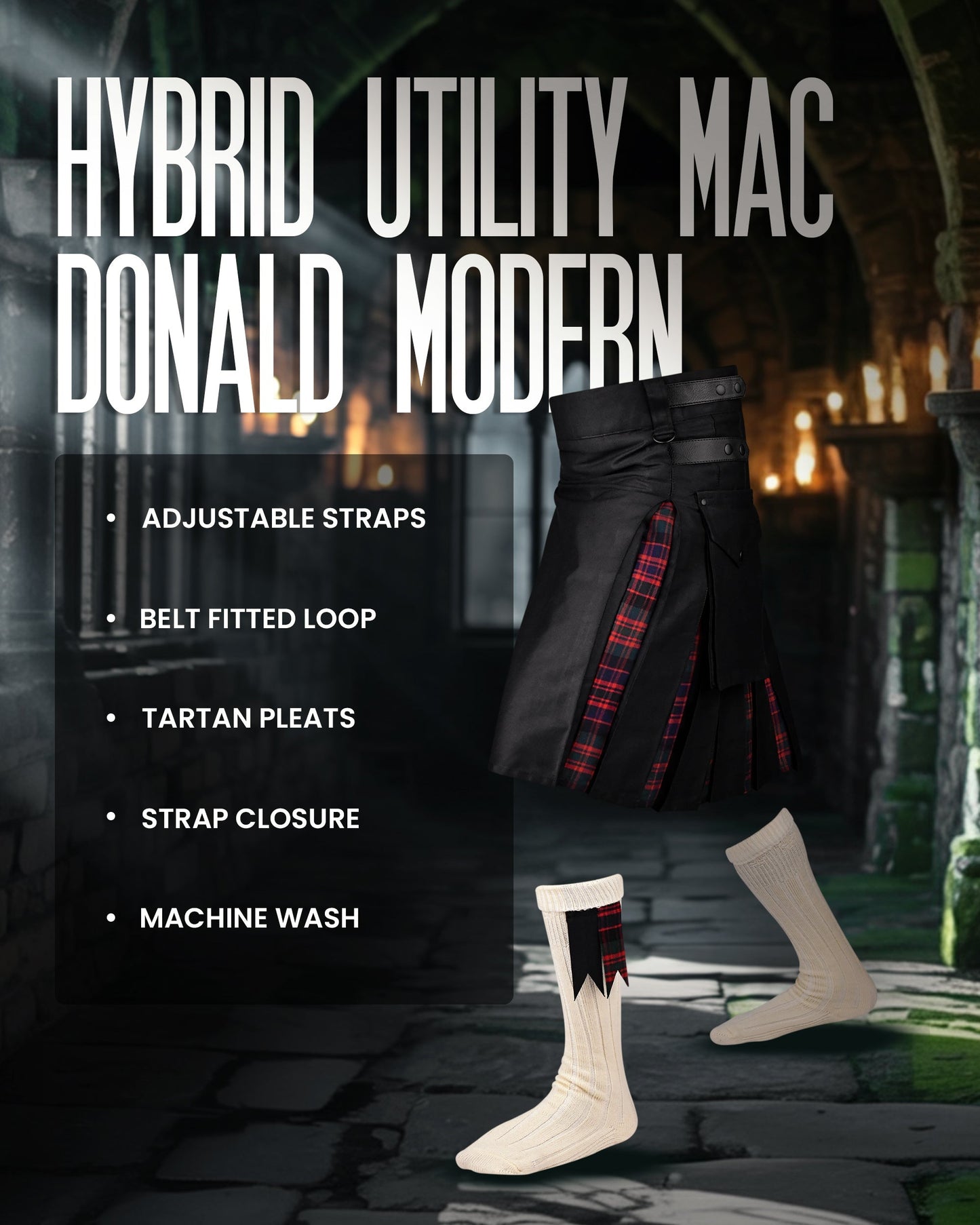 MacDonald Modern Kilt for Men - Traditional Style with Modern Functionality | Big & Tall
